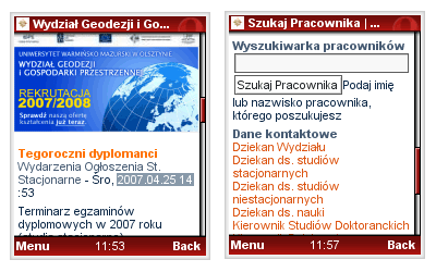 Strona WGiGP w przeglądarce Opera Mini